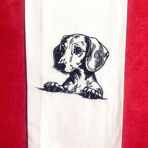 Shorthair Dachshund Silhouette Embroidery Hand Towel